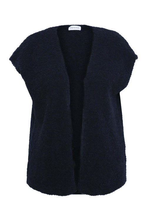 Mouwloos gilet van effen boucle-stof-Paprika-2