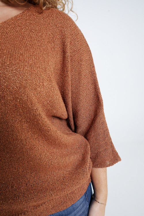 Pull boîte en coton avec lurex-Paprika-5