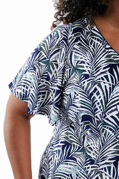 T-shirt met bladprint-Paprika-4