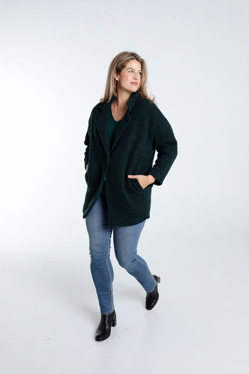 Manteau uni en tissu moucheté avec laine-Paprika-7