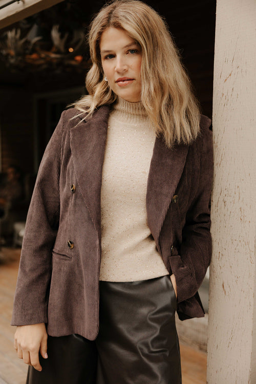 Blazer en velours-Paprika-2