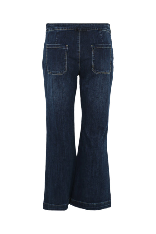 Effen kickflare palazzojeans met 6 gouden knopen-Paprika-10