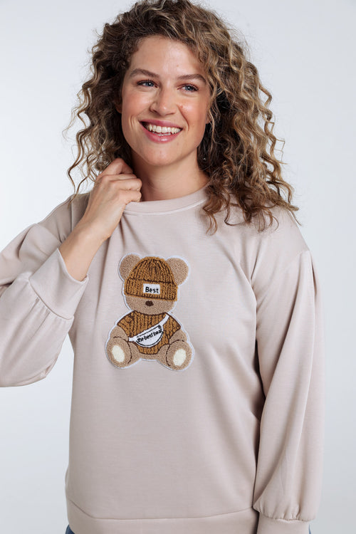 Sweat uni avec ourson-Paprika-4