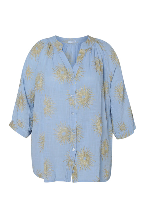 Blouse van katoen met folie zonprint-Paprika-2