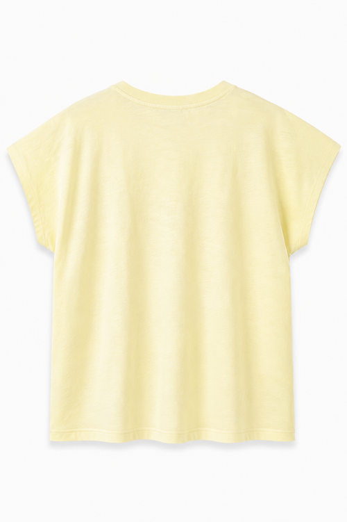 Effen katoenen T-shirt met textuur + geborduurd hart-Paprika-2
