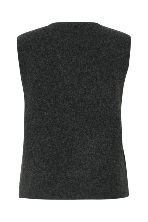 Effen mouwloos gilet met borduursels-Paprika-8