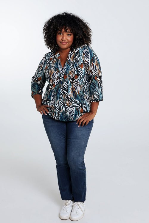 T-shirt met verenmotief-Paprika-8