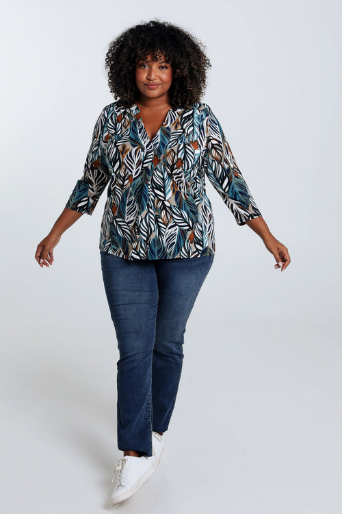 T-shirt met verenmotief-Paprika-7