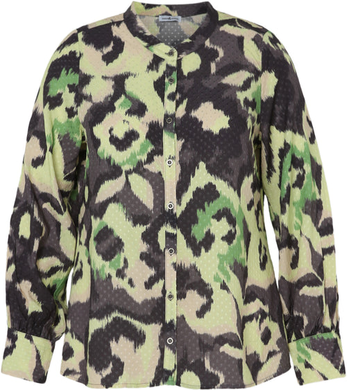 Plumetis blouse van viscose met abstracte print-Paprika-10