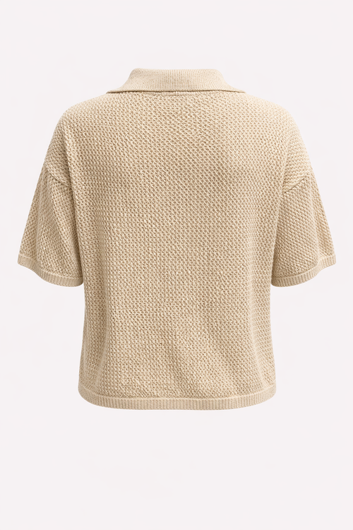 Effen polo met haakwerk effect-Paprika-1