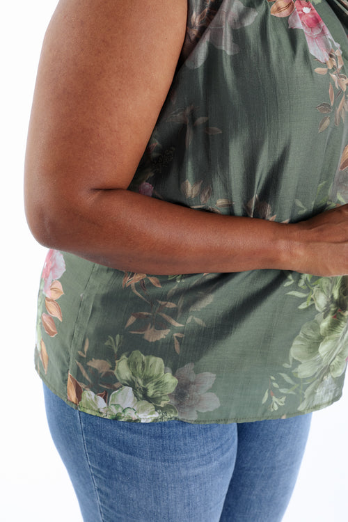 Tanktop van bedrukt viscose met bloemenprint-Paprika-5