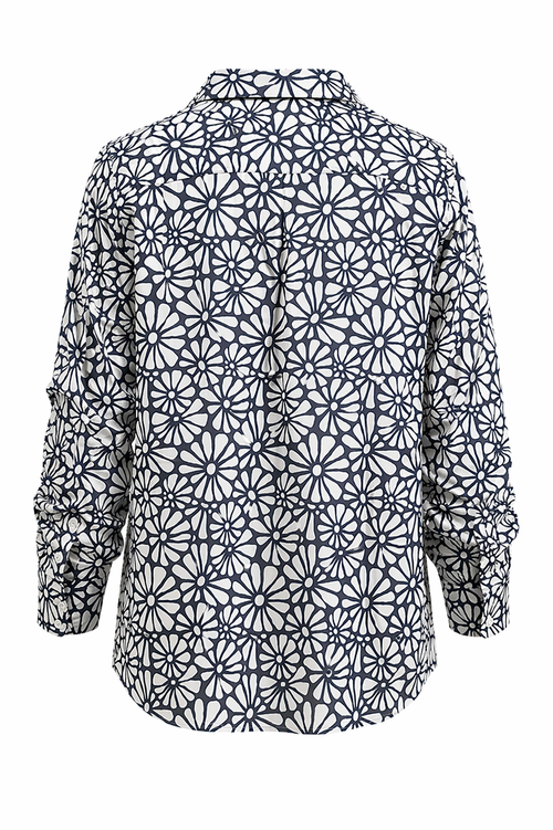 Chemisier en coton imprimé fleuri-Paprika-11