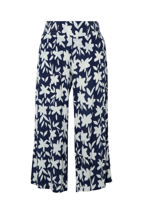Pantalon large en viscose imprimé floral-Paprika-10