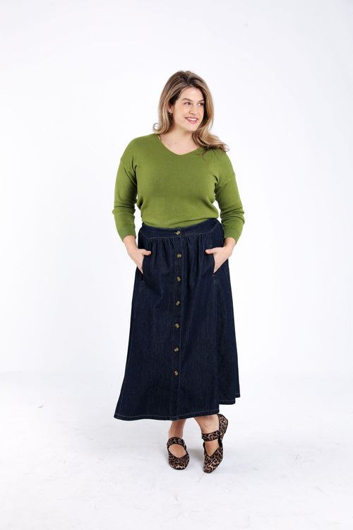 Jupe longue en jean-Paprika-7