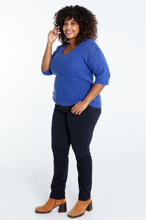 Pull court uni ajouré-Paprika-9