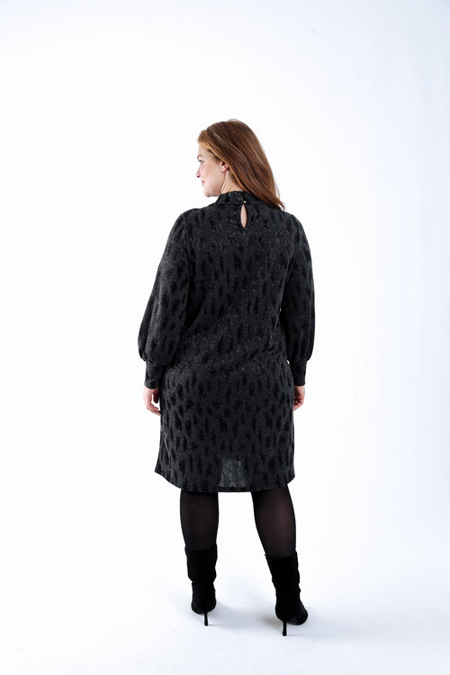 Jurk met jacquard luipaardmotief-Paprika-2