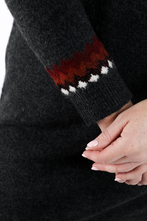 Jurk trui met jacquardmotief-Paprika-5