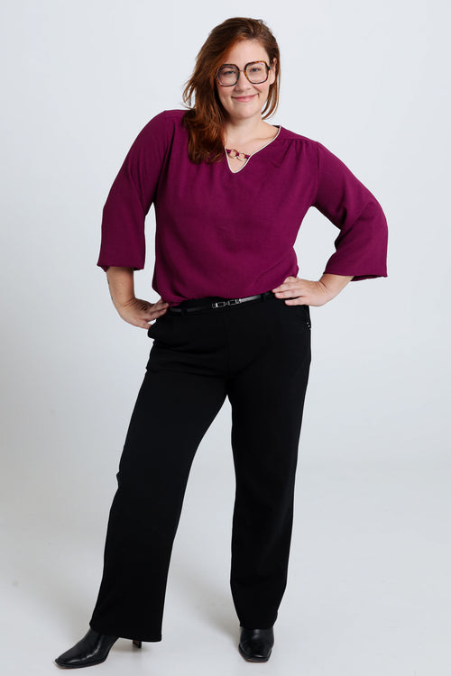 Pantalon droit uni-Paprika-6