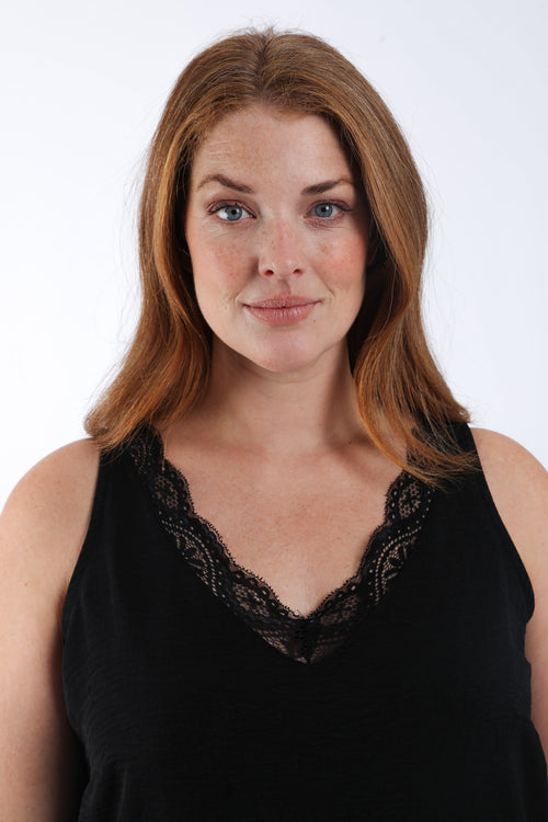 Effen top met kant-Paprika-1