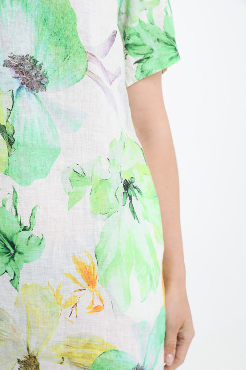 Linnen jurk met bloemenprint-Paprika-3