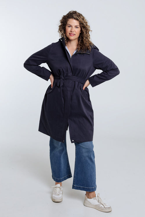 Effen mid-length trenchcoat met capuchon-Paprika-7