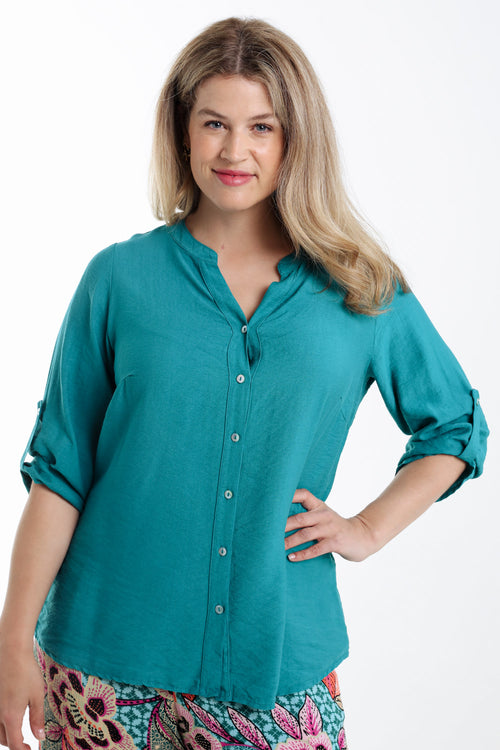 Blouse van viscose effen-Paprika-3