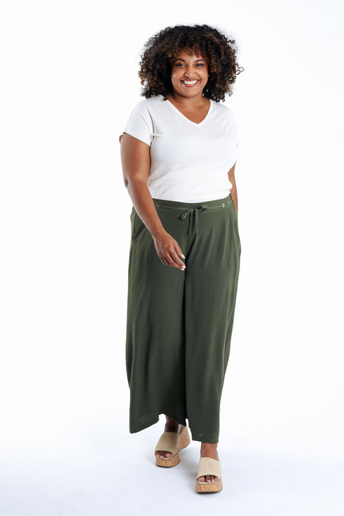 Effen wijde 7/8 broek-Paprika-8