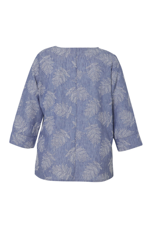 Blouse bicolore détail feuilles-Paprika-11