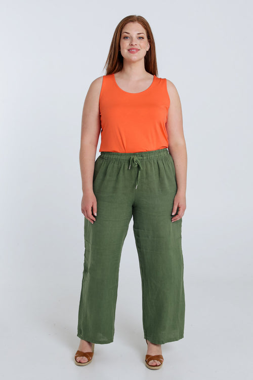 Pantalon en lin uni-Paprika-7