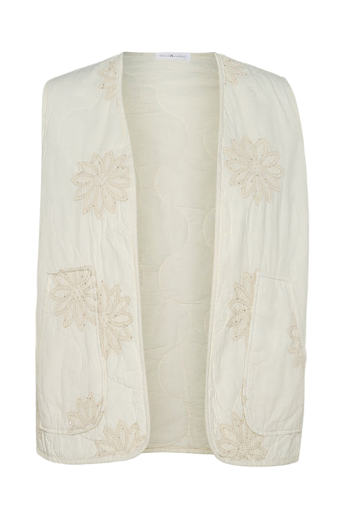 Gilet matelassé avec broderies florales-Paprika-1
