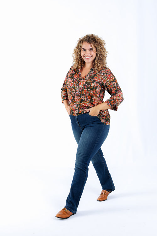 Blouse van viscose met paisleyprint-Paprika-6