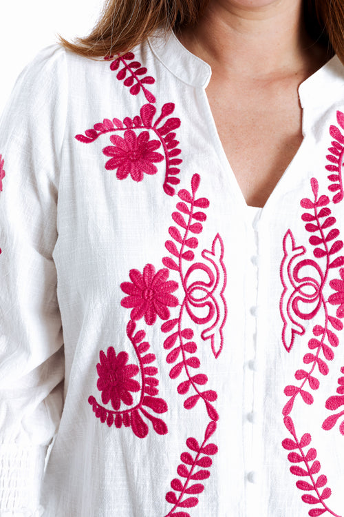 Blouse en coton avec broderies-Paprika-3