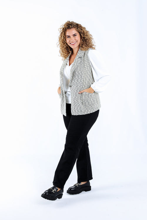 Mouwloze blazer met visgraatmotief-Paprika-7