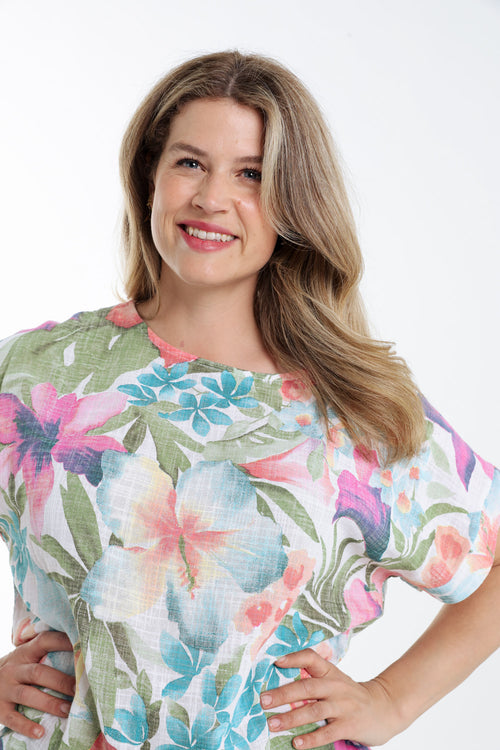 Blouse en coton imprimé floral-Paprika-3