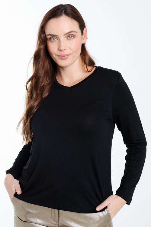 T-shirt basique uni en viscose-Paprika-3