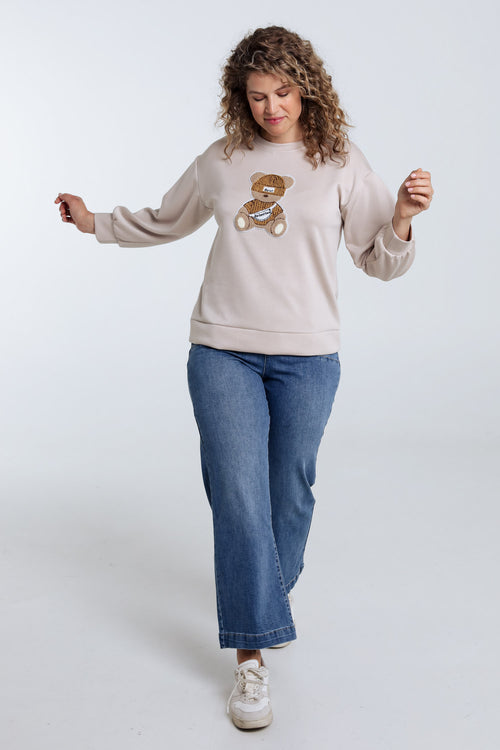 Sweat uni avec ourson-Paprika-8