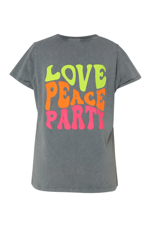 T-shirt van katoen met fluorescerende tekstprint-Paprika-11