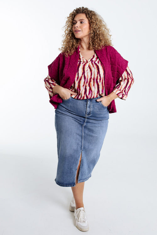 Veste kimono matelassée unie-Paprika-9