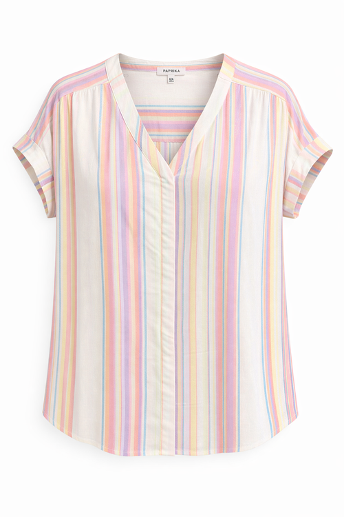 Top van viscose met lurex-strepen-Paprika-2