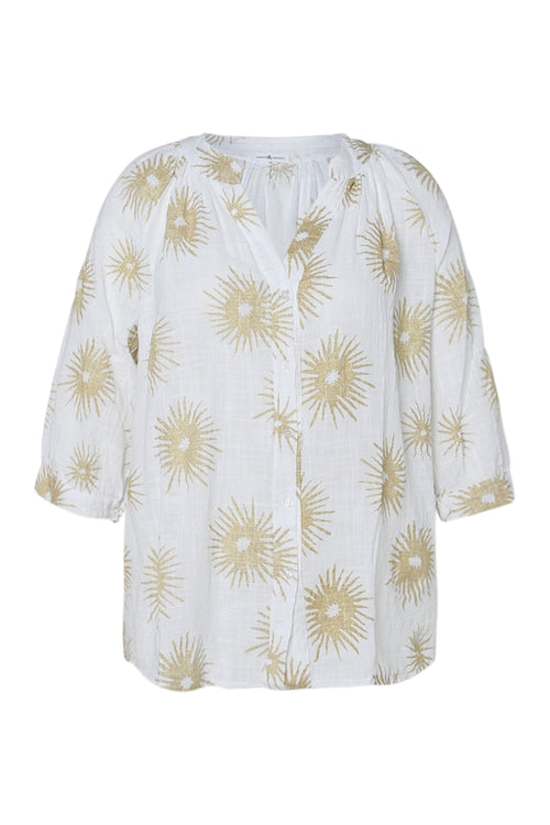 Blouse van katoen met folie zonprint-Paprika-1