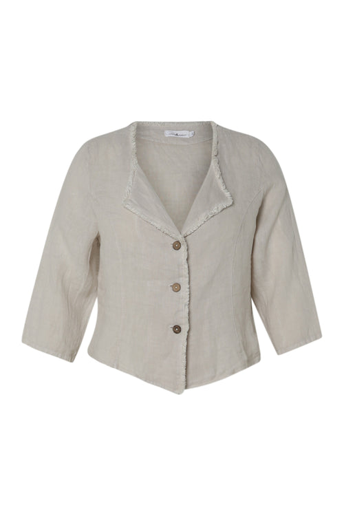 Veste courte en lin imprimé floral-Paprika-10
