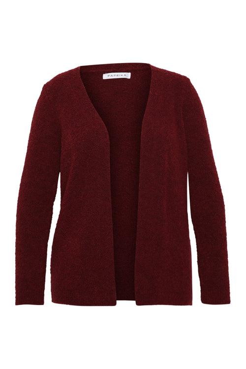 Effen bouclé gebreid gilet-Paprika-8