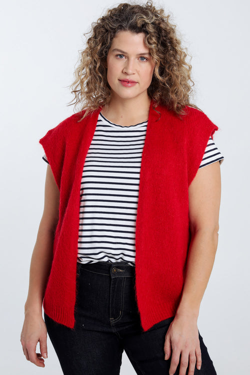 Effen mouwloos vest-Paprika-4