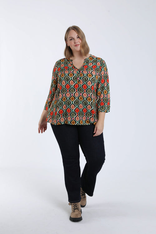 Blouse van viscose met grafische print-Paprika-5