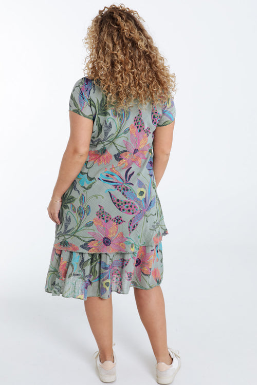 Robe en gaze de coton imprimé floral-Paprika-2