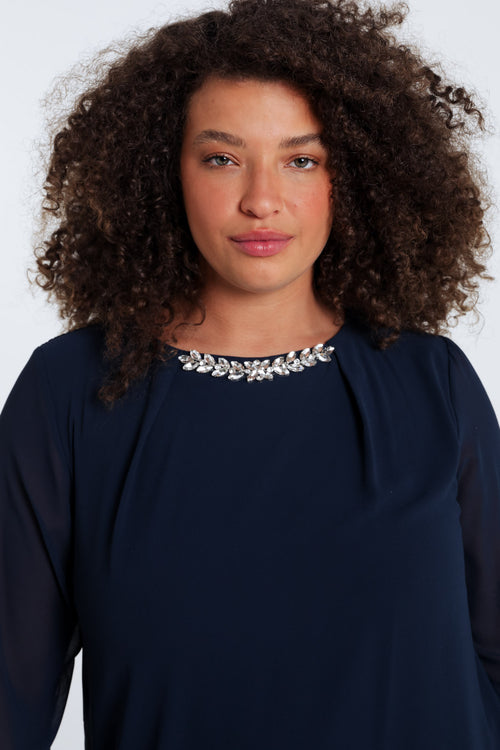 Blouse unie avec bijoux-Paprika-4