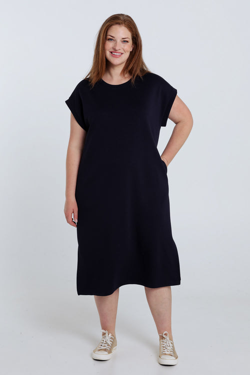 Effen lange jurk van viscose-Paprika-8