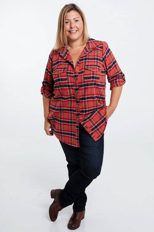 Chemise à carreaux en coton-Paprika-6