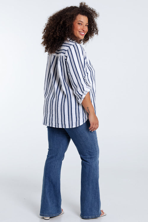 Linnen shirt met strepen-Paprika-2
