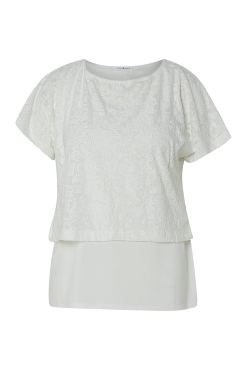 T-shirt 2 in 1 uni in geperforeerde stof-Paprika-1